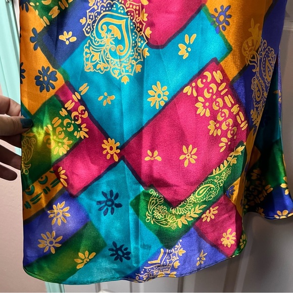 Vintage Multicolor Patchwork Mini Slip Dress Large - Picture 4 of 7